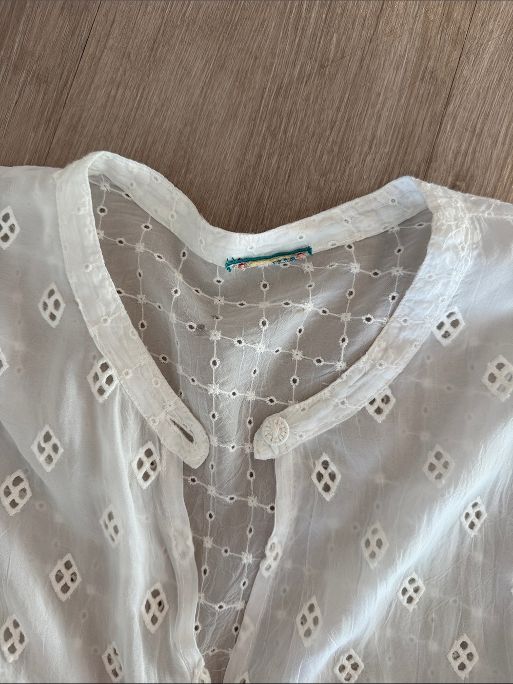 Johnny Was White Eyelet Lace Cotton Blouse Medium - Picture 4 of 6